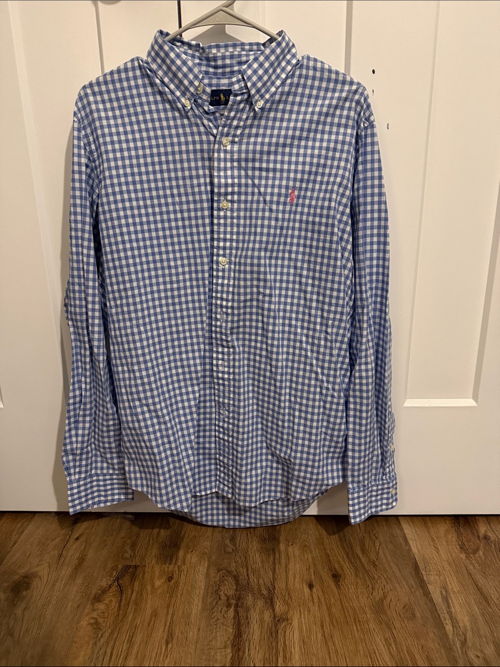 Ralph Lauren Men’s Light Blue and White Gingham Button-Down Shirt